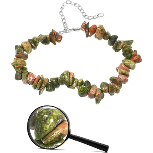 Tesbih Atölyesi Sertifikalı Doğal Unakit Kırık Taşlı Bileklik - Halhal