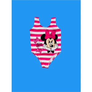 Lolli Boom Kids Kız Çocuk Mickey Baskılı Pembe Renk  Askılı Mayo