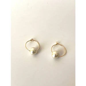 Cam Incili Altın Kaplama Halka Küpe