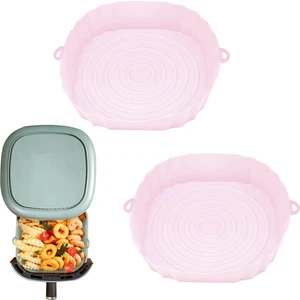Silikon Hava Ryzler Fırın Pişirme Tepsisi Pizza Kızarmış Tavuk Airfryer Silikon Sepet Kullanımlık Airfryer Pan Liner Aksesuarları Pembe
