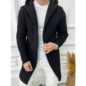 Elku Moda Hırka Kapüşonlu Örgü Triko Uzun Panço Hırka