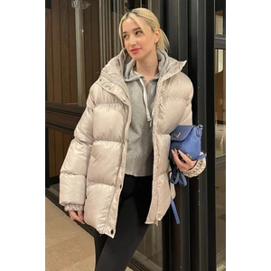 Gri Basic Oversize Kadın Şişme Mont MG1582