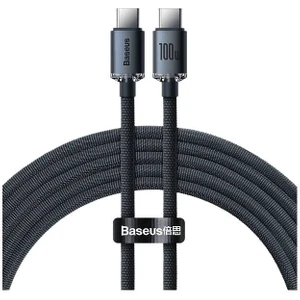 Crystal Shine 100W 2m Type-C To Type-C Kablo Siyah