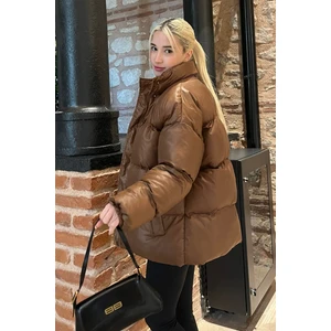 Kahverengi Basic Oversize Kadın Şişme Mont MG1582