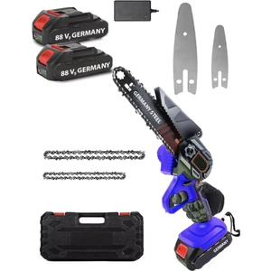 Germany Steel 88 Vf 10-15 cm Uzun Kısa Pala ve Zincir 2x Akü Çantalı Şarjlı Dal Kesme Budama Testere