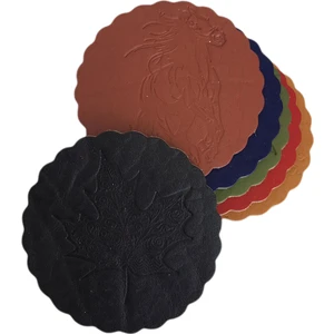 LN Leather Gerçek Deri Karışık Renkli Bardak Altlıkları - Deri Bardak Altlığı 6 Adet