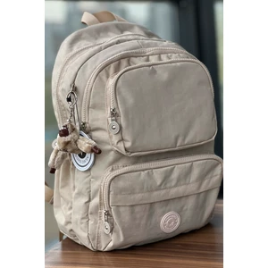 Nemo Group Bej Orta Boy Sırt Çantası Okul Çantası Laptop ve Seyahat Çantası Su Geçirmez Spor Çantası 40X30X15cm