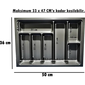 36x50 Çekmece Içi Antrasit Kaşıklık  Kesim (33x47 Cm'e Kadar Kesilebilir)