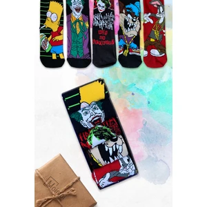 Store 5'li Çizgi Filmli Karakterli Karışık Renkli Unisex Çorap Kutusu