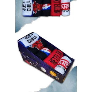 Store 5'li Yazılı Desenli Unisex Tenis Çorabı Kutusu
