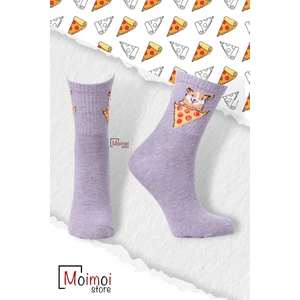 Store Pizza Dilimi Desenli Unisex Renkli Çorap
