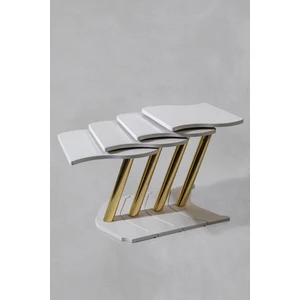 Veys Sehpa 4 Lü Gold Windows Zigon Sehpa - Beyaz
