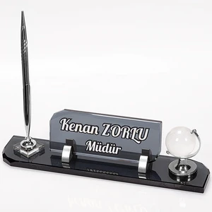 İsimlik Sepeti Venüs Gümüş Kristal Masa Isimliği Büro Ofis Masaüstü Isimlik