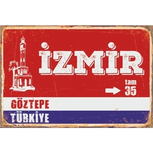 Ahşap Vintage Tablo " Izmir Göztepe Tam 35 " Ahşap Mdf 25X35 cm