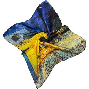 Turkish Silk Store Vincent Van Gogh Kafe Terasta Gece Ipek Bandana Fular