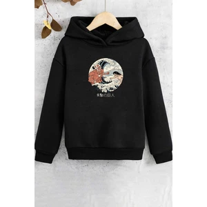 Çocuk Kanagawa Oki Nami Ura Baskılı Sweatshirt