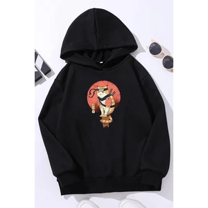 Çocuk Shinobi Kedi Baskılı Sweatshirt