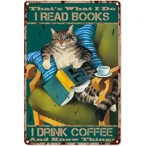 Ahşap Vintage Tablo " I Read Books Cat" Ahşap Mdf 25X35CM