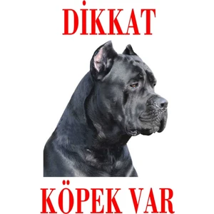 Dikkat Köpek Var Uyarı Levhası (Renkli Cane Corso-2)