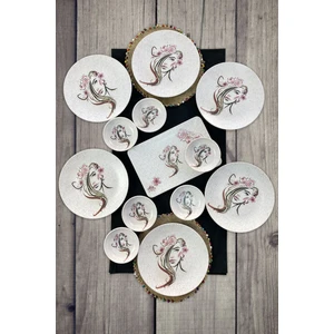 13 Parça 6 Kişilik Desenli Kahvaltı Takımı