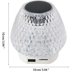 Kristal Şarjlı Masa Lambası 7 Renk Gece Lambası Bluetooth Hoparlör Dokunmatik Stereo Radyo Sd Kart