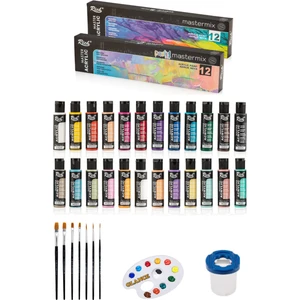 Rich Master Mix 60  cc Akrilik 12 Li (Canlı Renkler)  (Pastel Renkler) Başlangıç Seti