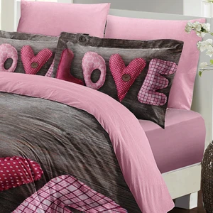 Sevgililer Günü Çift Kişilik Nevresim Takımı %100 Pamuk Saten Love
