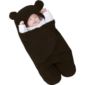 Nesli Yeni Doğan 0-6 Ay Bebek Dış Kundak Uyku Tulumu Wellsoft Peluş Kapüşonlu Sarma Battaniye