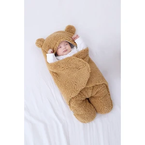 Nesli Yeni Doğan 0-6 Ay Bebek Dış Kundak Uyku Tulumu Wellsoft Peluş Kapüşonlu Sarma Battaniye