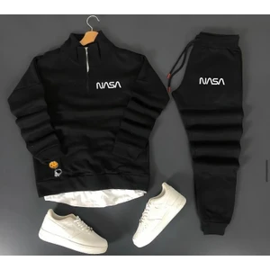 Bs Jeans Unisex Nasa Baskılı Yarım Fermuarlı Sweatshirt-Eşofman Altı Alt Üst Takım