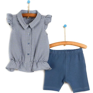 HelloBaby Basic Kız Bebek Ekoseli Gömlek-Tayt Kız Bebek