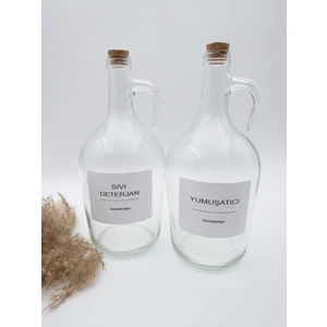 Zeze Desing Dekoratif Mantar Kapaklı Yumuşatıcı ve Sıvı Deterjan Şişesi 1500 Ml(1.5 Litre)