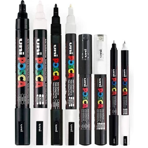 Posca 1mr 1m 3m 5m Siyah Beyaz 8'li Kalem Seti