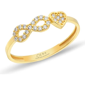 ÇGK KUYUMCULUK Sonsuzluk Kalp Çıtır Altın Yüzük CGKYZK0067