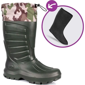 Termal Eva Konçlu Çoraplı Kauçuk Çizme Haki