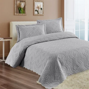 Home Lily Gri Microfiber Kapitone Çift Kişilik Yatak Örtüsü 23415