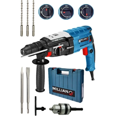 Millian Italyan 3200 Watt Kırıcı Delici Metal Dişli Sjs Şanzuman Hiltı Darbeli Matkap + 5