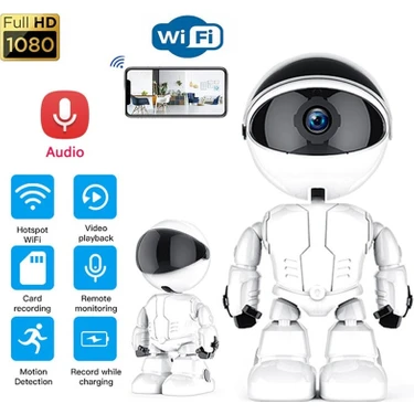 Pazariz 1080P Robot Görünümlü Bebek Bakıcı Wifi Ip Güvenlik Kamerası Kablosuz Gece