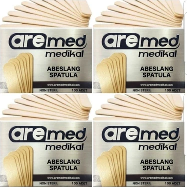 Aremed Beybi Abeslang Ahşap Dil Çubuğu - Ağda Spatulası 100'LÜ x 4 Paket