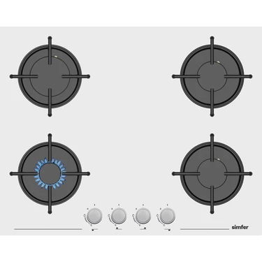 Simfer 3654 4g 65 cm Beyaz Cam Ankastre