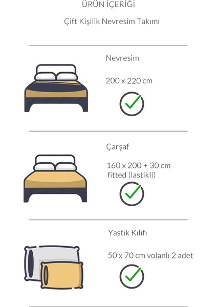 Nevresim Takımı Çift Kişilik Pamuklu Renkli ( 160X200 Lastikli Çarşaf+Yorgan Kılıfı+2 Yastık Kılıfı)