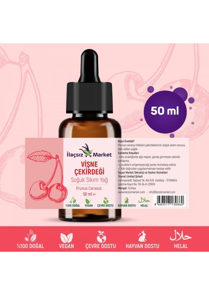 İlaçsız Market Vişne Çekirdeği Yağı 50 ml