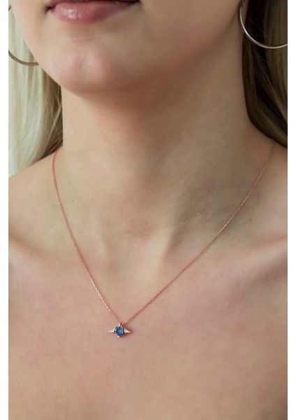 925 Ayar Minik Tanzanit Taşlı Kalp Kadın Gümüş Kolye