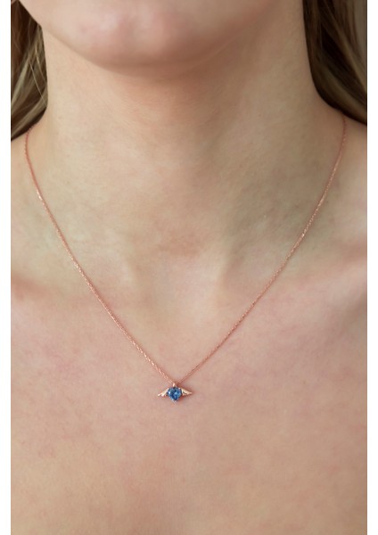 925 Ayar Minik Tanzanit Taşlı Kalp Kadın Gümüş Kolye modelleri