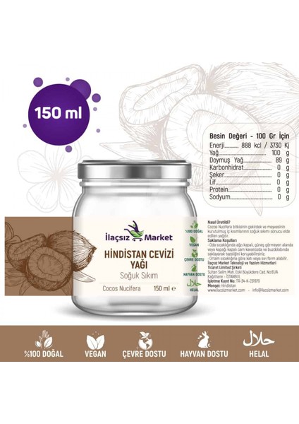 Hindistan Cevizi Yağı 150 ml