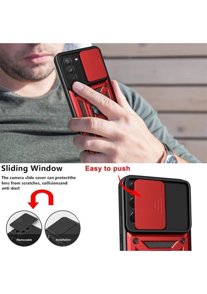 Samsung Galaxy S21 Fe Kılıf Lens Sürgülü Yüzüklü Tank Silikon Pars modelleri