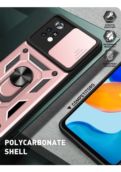 Xiaomi Poco X4 Pro 5g Kılıf Lens Sürgülü Yüzüklü Tank Silikon Pars indirimleri