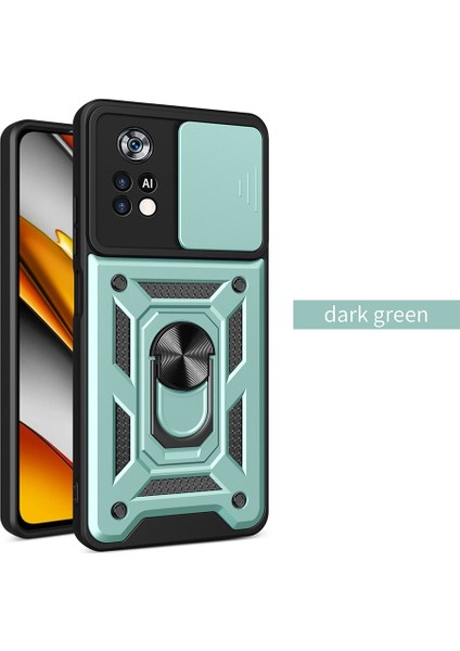 Xiaomi Poco M4 Pro 4g Kılıf Lens Sürgülü Yüzüklü Tank Silikon Pars