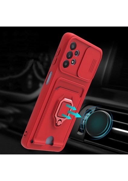 Samsung Galaxy A04S Kılıf Ipli Lens Sürgülü Yüzüklü Kartvizitli Silikon Zuma fırsatları