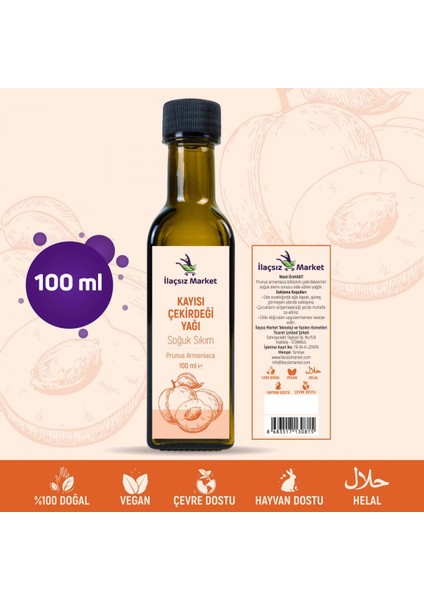 İlaçsız Market Kayısı Çekirdeği Yağı 100 ml